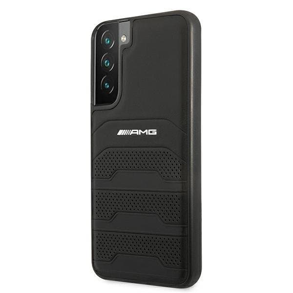 Mercedes Ægte Læder Debossed Skal Galaxy S22 Plus - Sort Black
