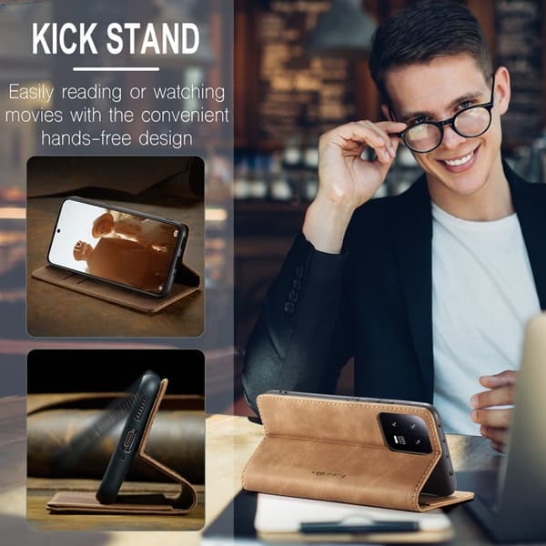 CASEME 013 Xiaomi 13 5G Konstläder Plånboksfodral - Brun