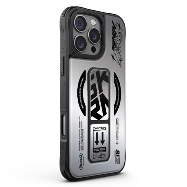 Skinarma telefontaske til iPhone 16 Pro Max MagSafe magnetisk grebstativ - krom Grå