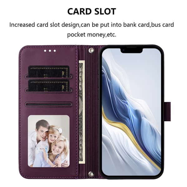 iPhone 16 Pro Plånboksfodral Läder med Handledsrem - Lila Lila