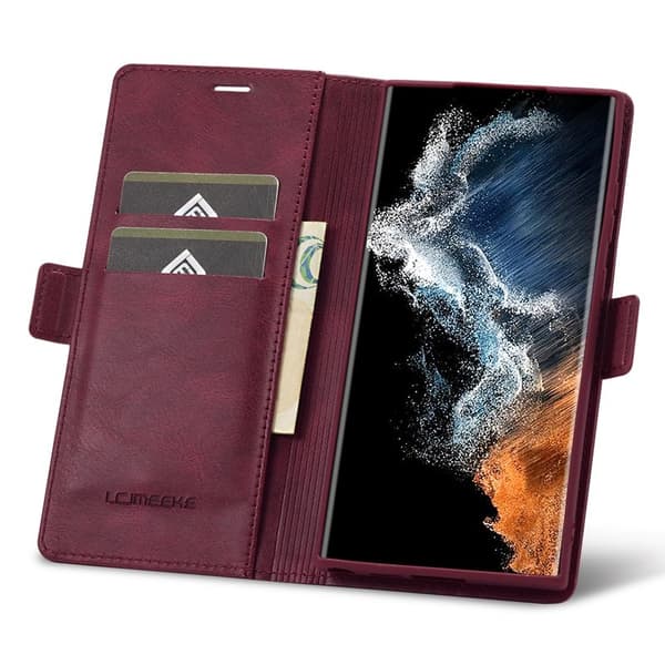 LC.IMEEKE Samsung Galaxy S23 Ultra Plånboksfodral Konstläder - Röd