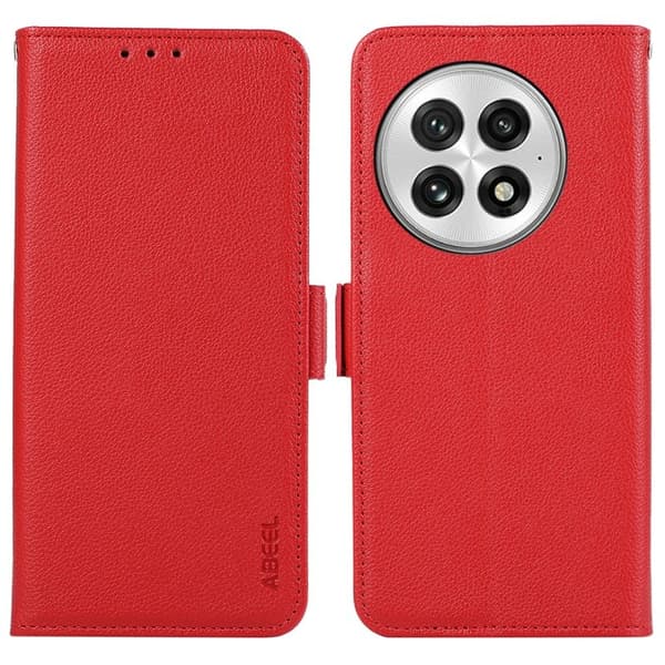 ABEEL Mobilskal till OnePlus 13 KonstLäder RFID-Skydding Röd