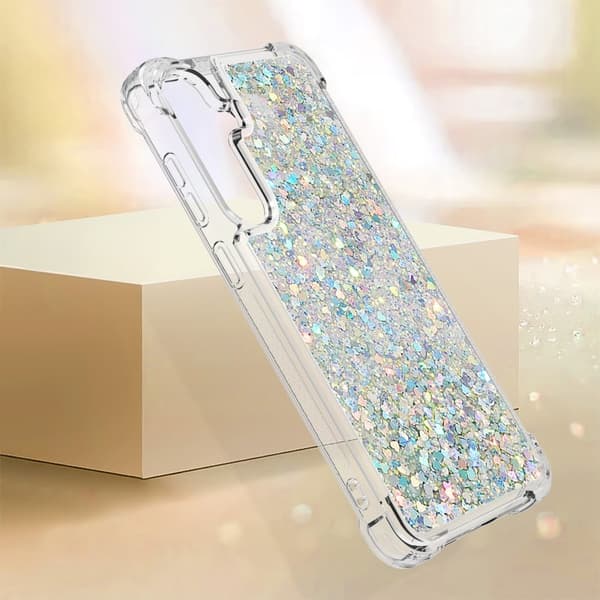 Mobilskal till Samsung Galaxy S26 Pro TPU Glittrande Stötsäker Silver / Hjärtan