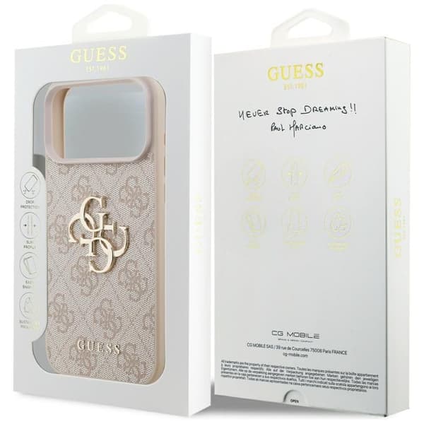 Guess Telefontaske til iPhone 17 Pro Max 4G Stort Logo - Lyserød Rosa