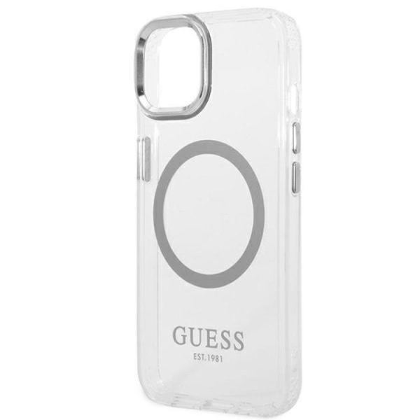 GUESS iPhone 14 Plus -kotelo Magsafe Metal Outline - hopea