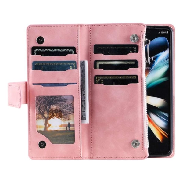 Galaxy Z Fold 4 Wallet Case Rhombus Grid - Pink