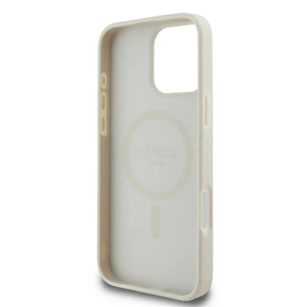Guess Mobilskal till iPhone 16 Pro MagSafe Peony Script Logo - Vit Vit