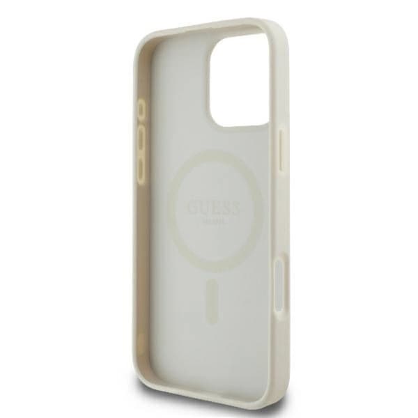 Guess Telefontaske til iPhone 16 Pro MagSafe Peony Script Logo - Hvid Vit
