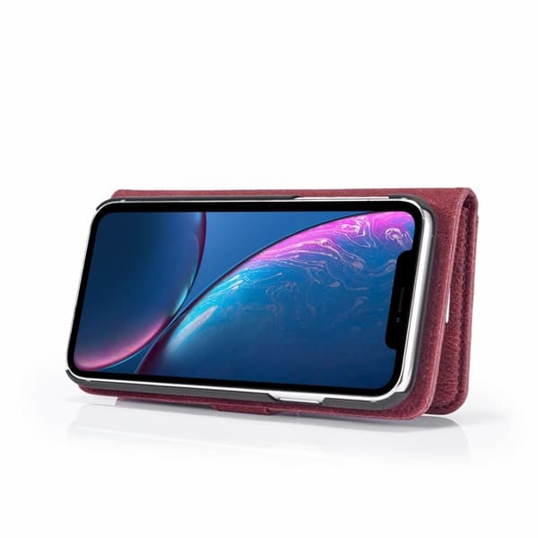 DG.MING iPhone XR Plånboksfodral i Äkta lädermed Ställfunktion Röd