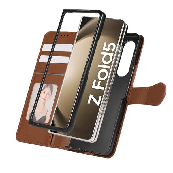Galaxy Z Fold7 Plånboksfodral 3D Rhombus Grid Imprinted - Brun Brun