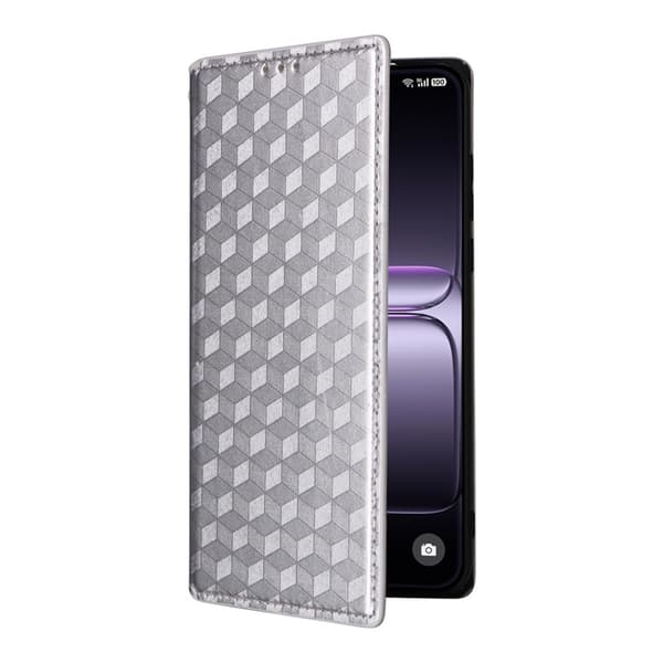 OnePlus Nord 5 Plånboksfodral Rhombus Imprint - Silver Silver