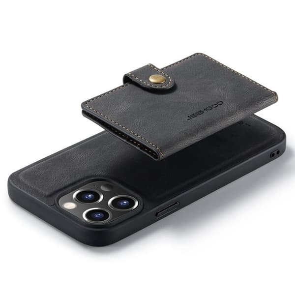 JEEHOOD Mobilskal till iPhone 14 Pro Max Retro Konstläder Svart