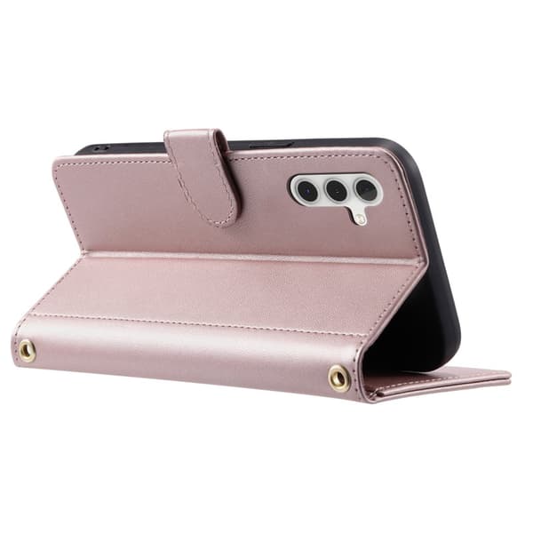 Plånboksfodral för Samsung Galaxy S26 Konstläder med axelrem - Roséguld