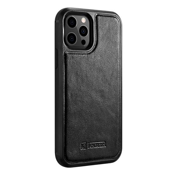 iCarer Nahkakuori iPhone 12 Pro Max - Musta Black
