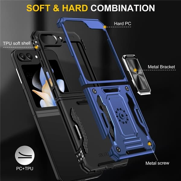 Mobilskal till Galaxy Z Flip7 FE/Z Flip6 Armor Kickstand Blå