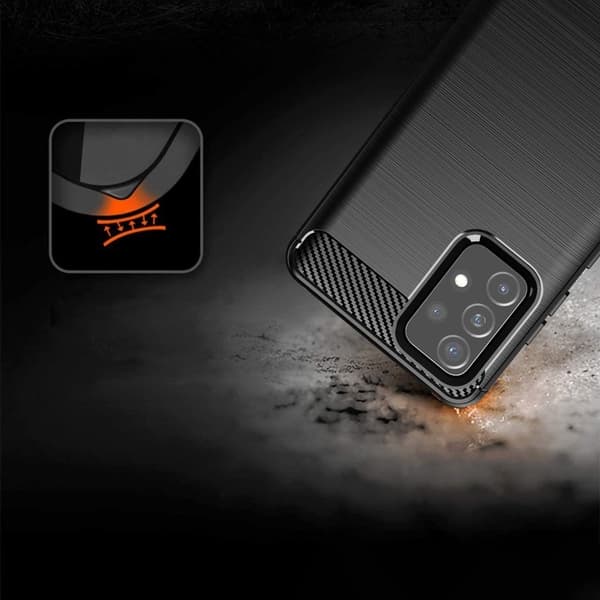 Carbon Fleksibelt TPU-cover til Samsung Galaxy A72 4G - Sort Black