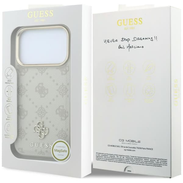 Guess Mobilskal För iPhone 18 Pro Max/17 Pro Max Magsafe Stripe Peony 4G Logo