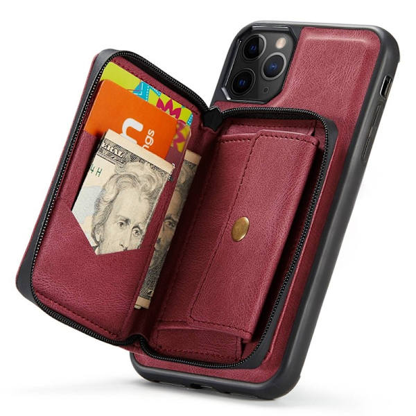 JEEHOOD iPhone 11 Pro Max Plånboksfodral Konstläder TPU Röd
