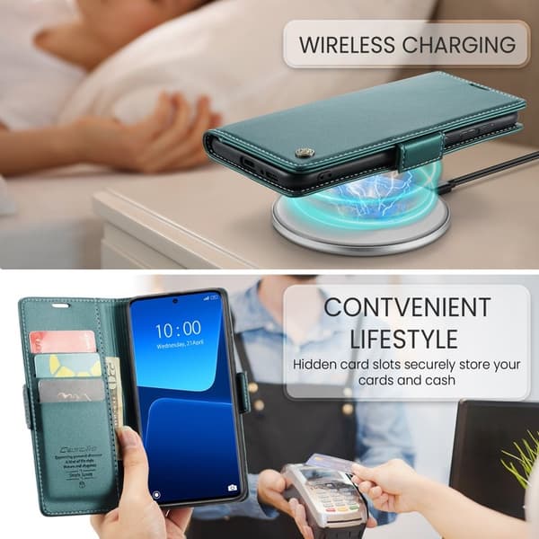 CASEME Xiaomi 13 Pro 5G Plånboksfodral Konstläder RFID-Skydd Grön