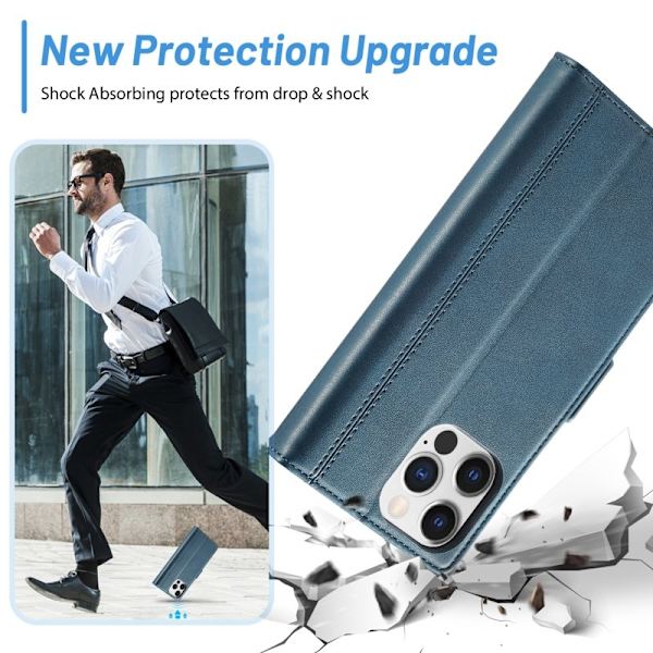 LC.IMEEKE iPhone 16 Pro Plånboksfodral Konstläder - Blå