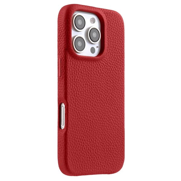 MELKCO Mobilskal till iPhone 16 Pro Magnetiskt Äkta Läder PC Röd