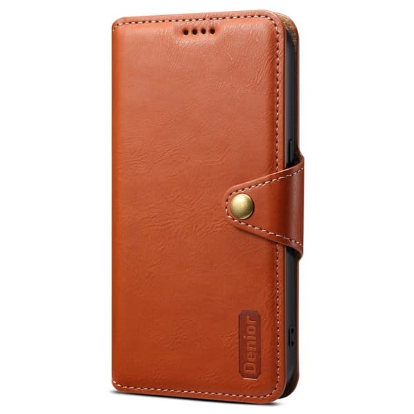 DENIOR iPhone X / XS Plånboksfodral Konstläder Kortfack - Brun