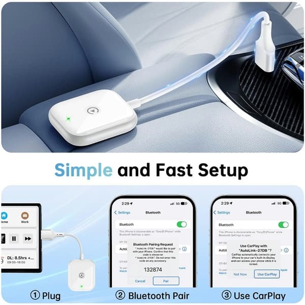 CarPlay Trådbunden Trådlös Adapter Dongle - Vit