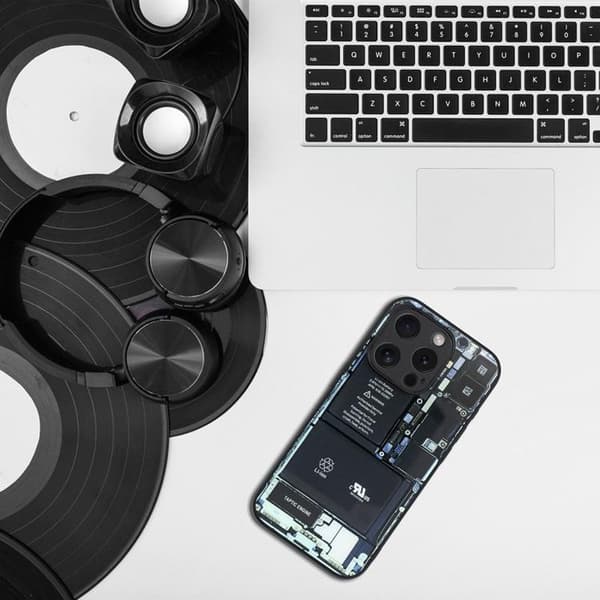 Telefontaske til iPhone 15 Pro Max Tech Mønster 1 Black