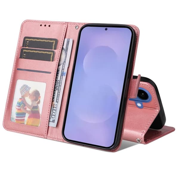 Samsung Galaxy S26 Plus Plånboksfodral Konstläder Folio Flip - Rosa