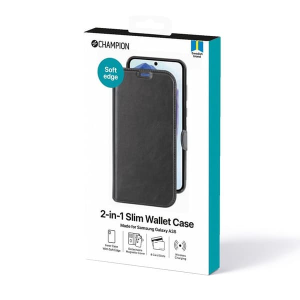 Champion Galaxy A35 5G Pung Taske Slim 2-i-1 - Sort Black