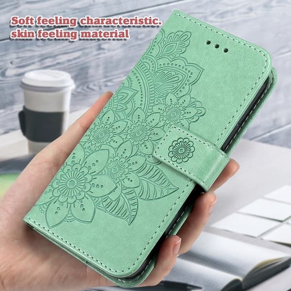 Samsung Galaxy S26 Plus Plånboksfodral Blommönster Konstläder Ställ - Grön