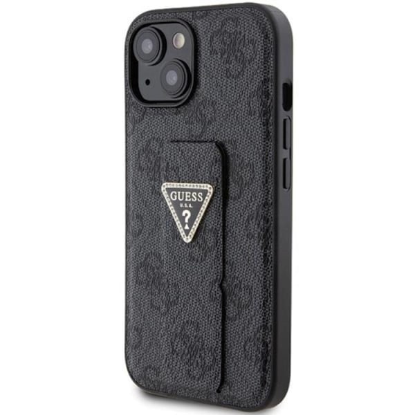 Guess iPhone 15 Mobilskal Grip Stand Triangle Strass - Svart Svart