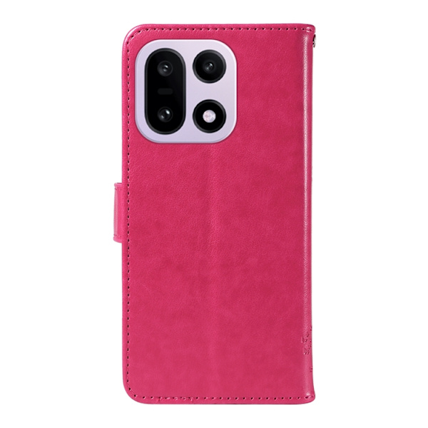 OnePlus 15 5G Plånboksfodral Cat Tree Pattern Konstläder Rosa