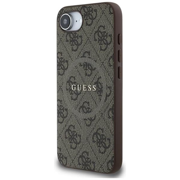 Guess Mobilskal till iPhone 16e MagSafe 4G Ring Classic Logo Brun