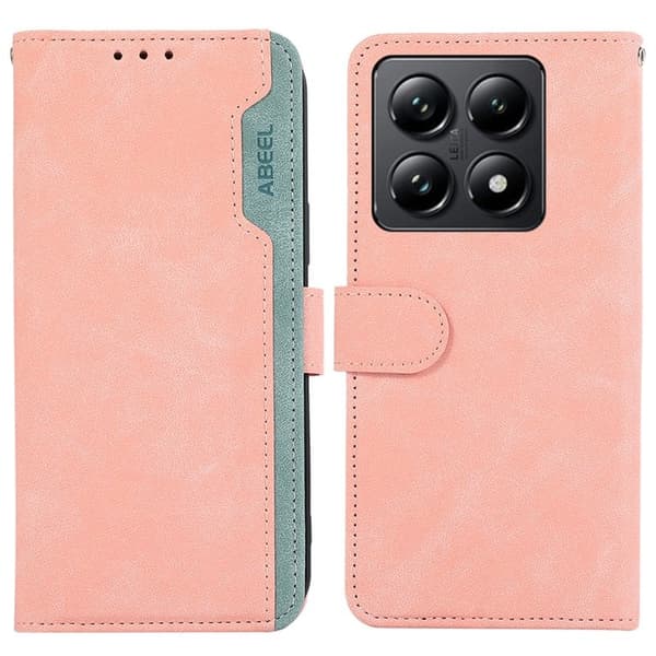 ABEEL Xiaomi 14T Pro Plånboksfodral Splicing Konstläder RFID-Skydd - Rosa