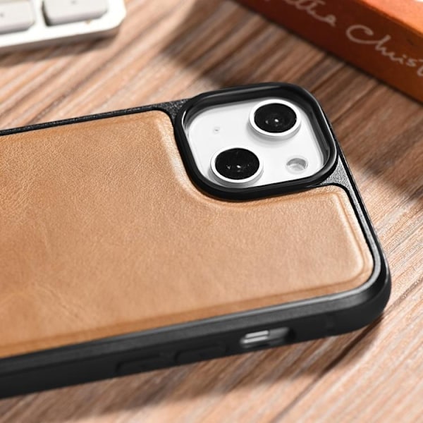 iCarer iPhone 14 Plus Skal Magsafe Aktä Läder - Light Brun