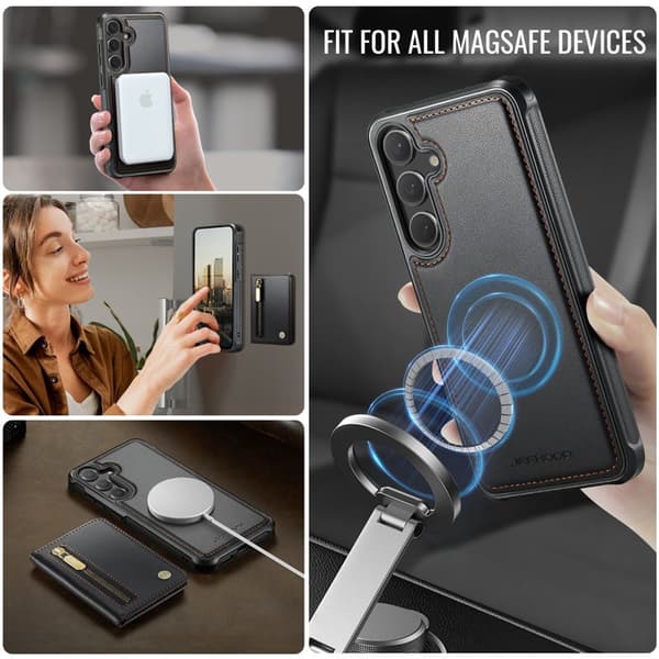 JEEHOOD Plånboksfodral för Samsung Galaxy S26 Plus Magnetiskt Kickstand - Svart