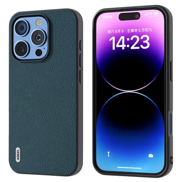 ABEEL Mobilskal till iPhone 16 Pro Äkta Läder + PC + TPU - Grön