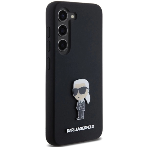 Karl Lagerfeld Galaxy S23 matkapuhelinkotelo, silikoninen ikoninen metallipinta