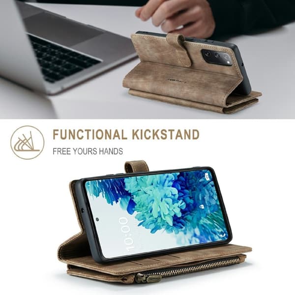 CASEME Konstläder Plånboksfodral för Samsung Galaxy S20 FE - Brun