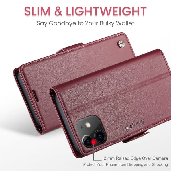 CASEME 023 Stand Plånboksfodral iPhone 12 mini Konstläder Röd