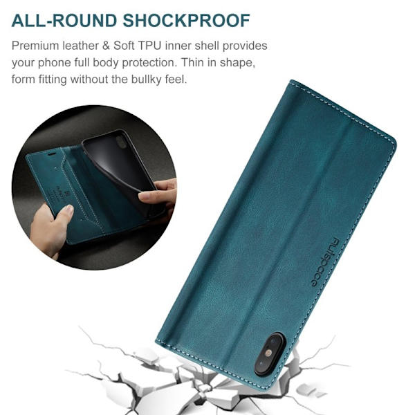 AUTSPACE A01 RFID Blocking Plånboksfodral i Konstläder - Blå