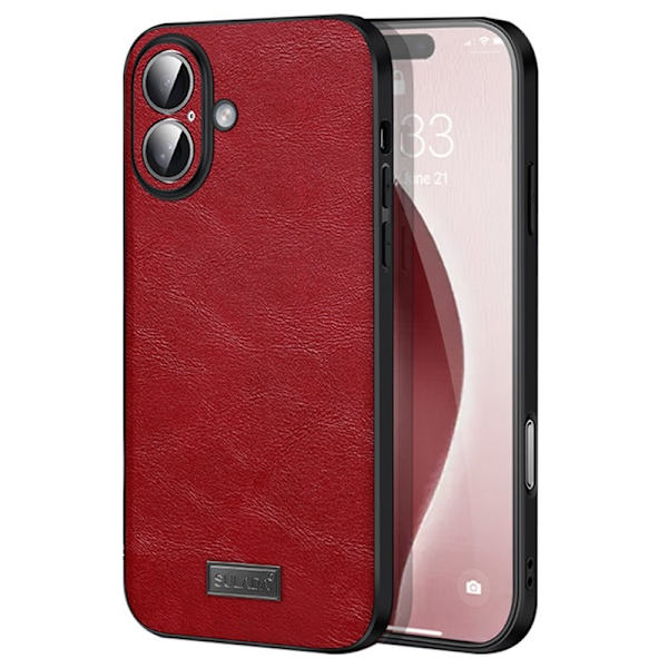 SULADA Mobilskal till iPhone 16 Plus PU Läder + TPU + PC Röd