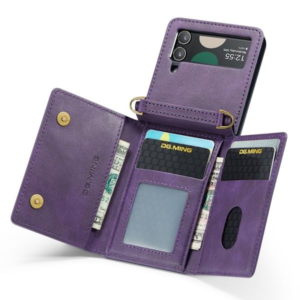DG.MING Samsung Galaxy Z Flip4 Plånboksfodral RFID-Skydd Lila