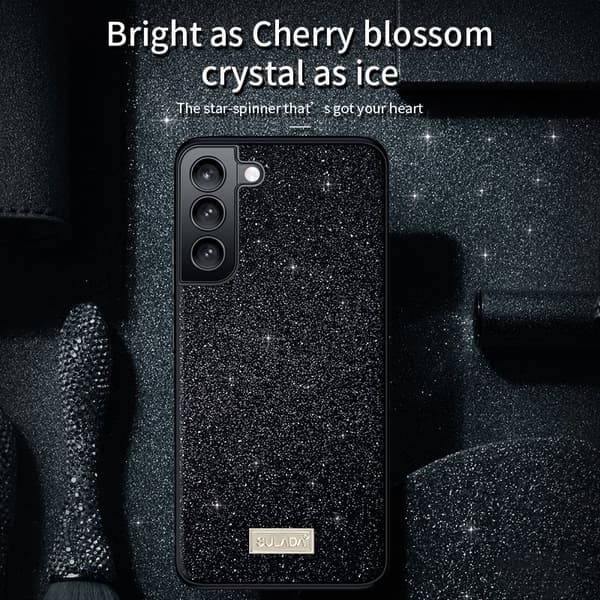 SULADA Mobilskal till Galaxy S25 PU Läder + PC + TPU Glittrig Guld