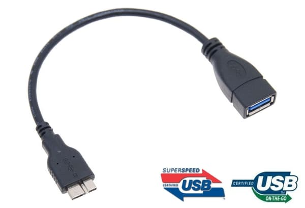 USB 2.0 USB Host / OTG Adapter Kabel for Samsung Galaxy Note 3 (Svart) Svart