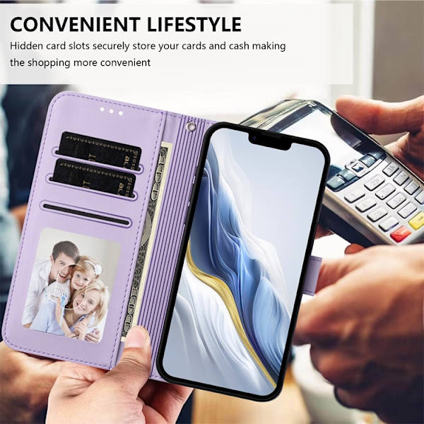 iPhone Air Plånboksfodral Läder med Handledsrem Lila