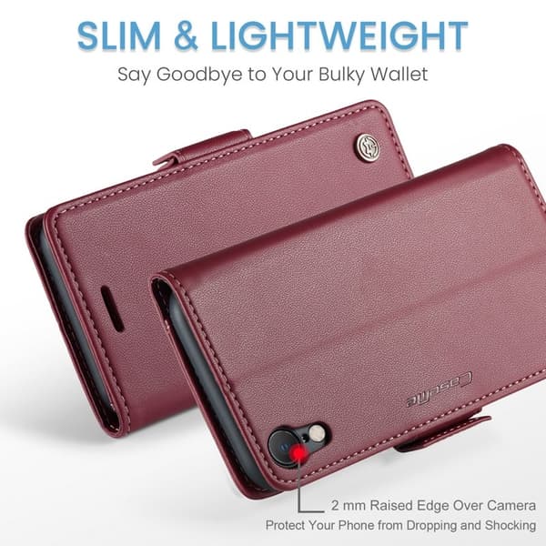 CASEME iPhone XR Plånboksfodral Konstläder RFID-Skydd Röd