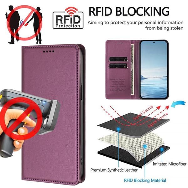 Plånboksfodral för Samsung Galaxy S26 Konstläder RFID - Lila