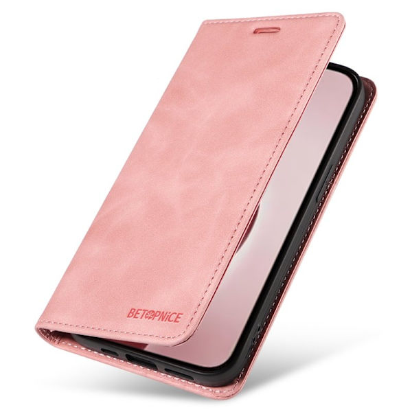 BETOPNICE 003 iPhone 16 Pro Plånboksfodral Konstläder - Rosa